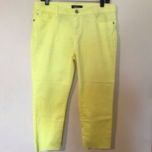 Forever 21 Neon Yellow Cropped Jeans